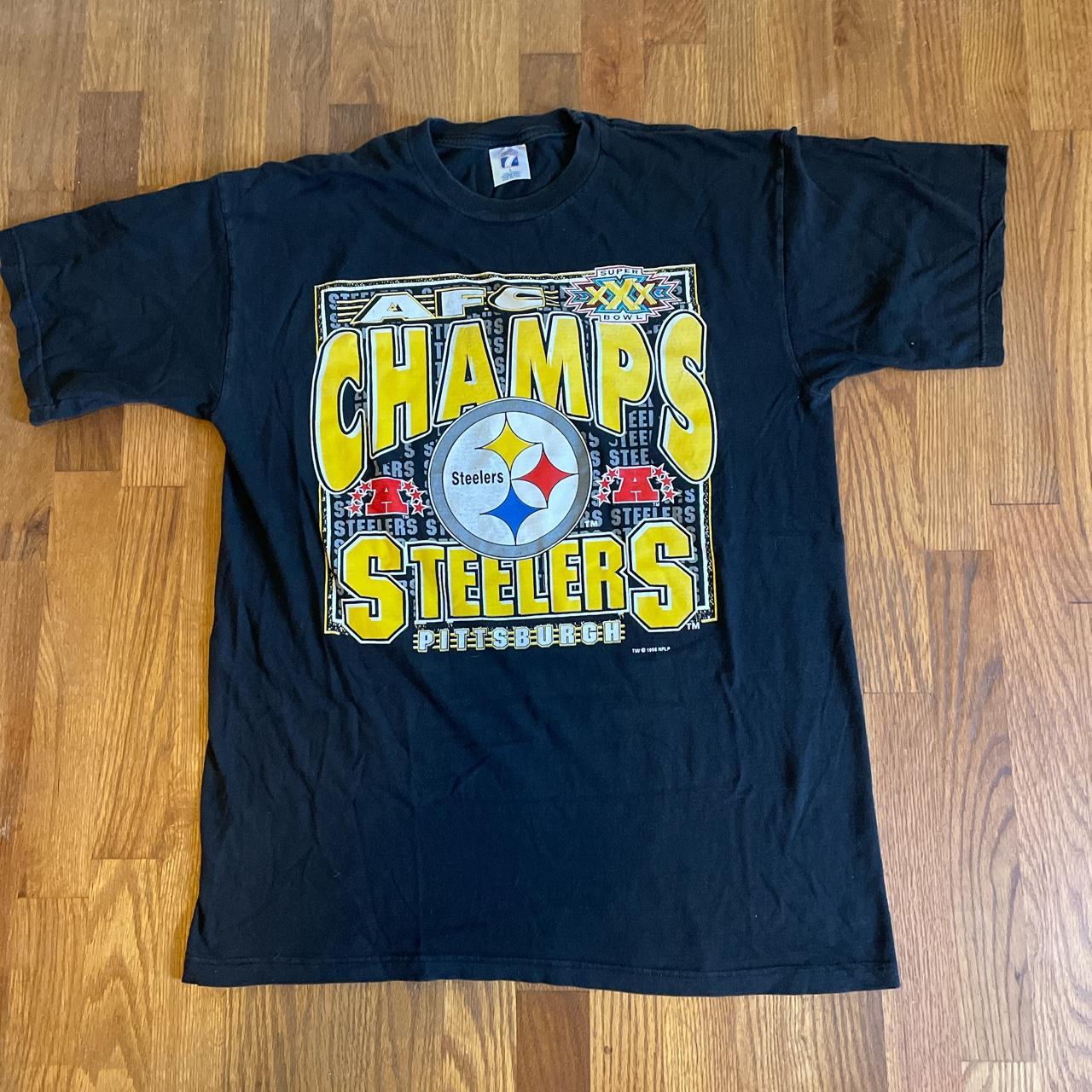 Large 1996 Pittsburgh Steelers Men's T Shirt Black Yellow 