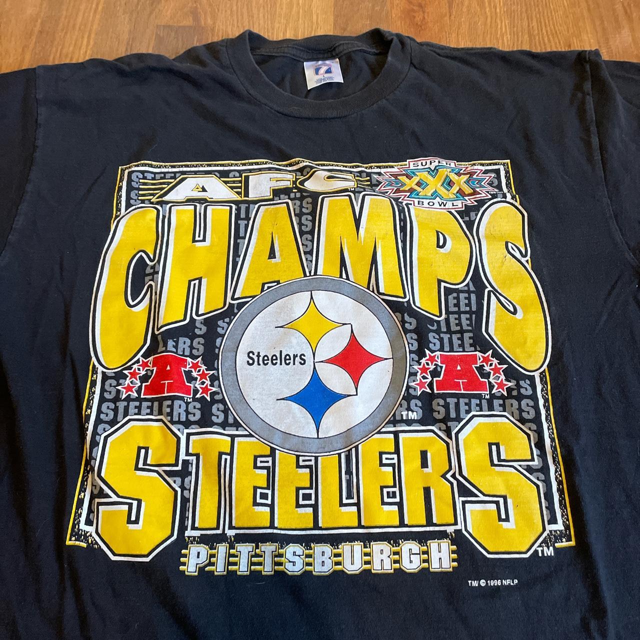 Large 1996 Pittsburgh Steelers Men's T Shirt Black Yellow 