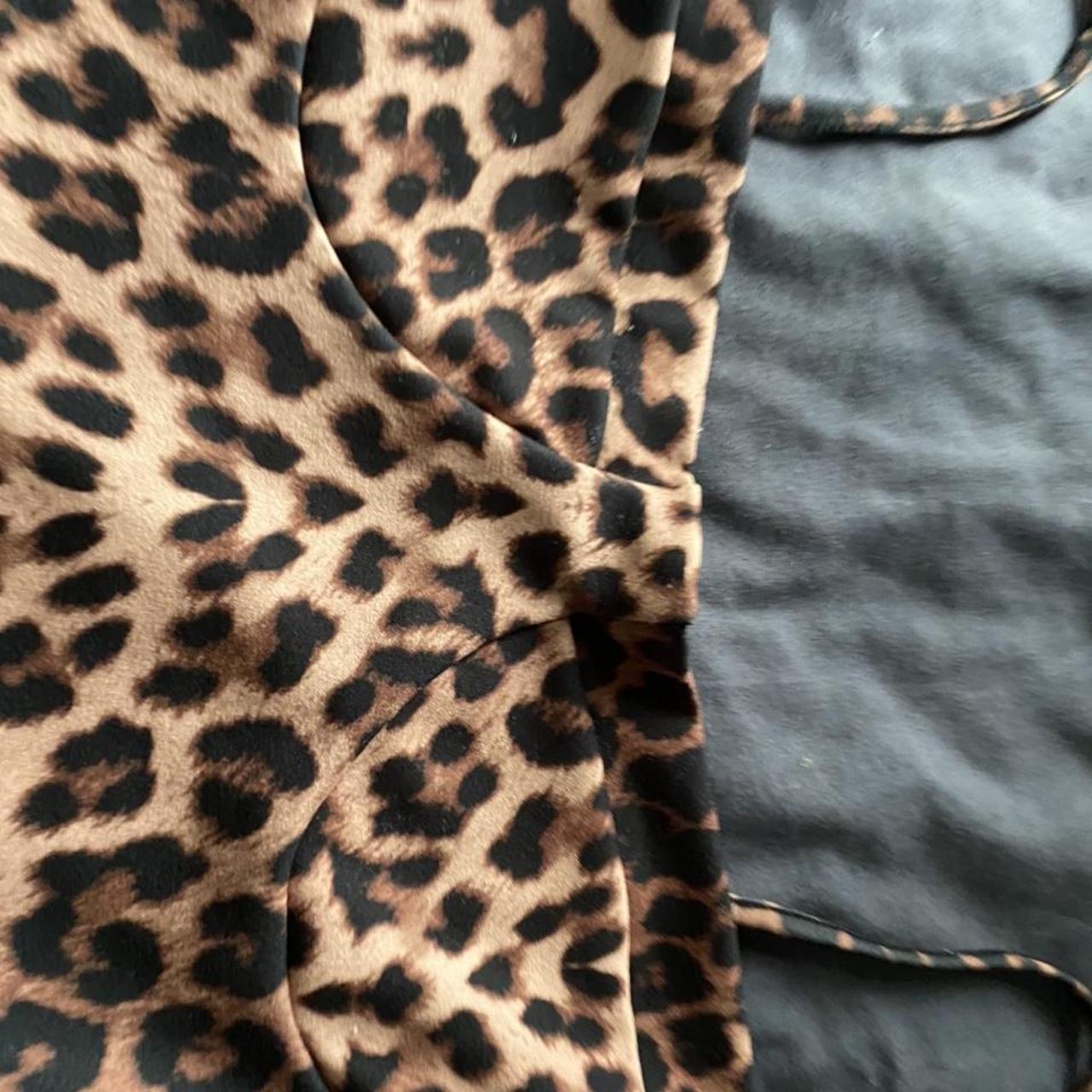 Pretty Little Thing leopard print slit bodycon dress... - Depop