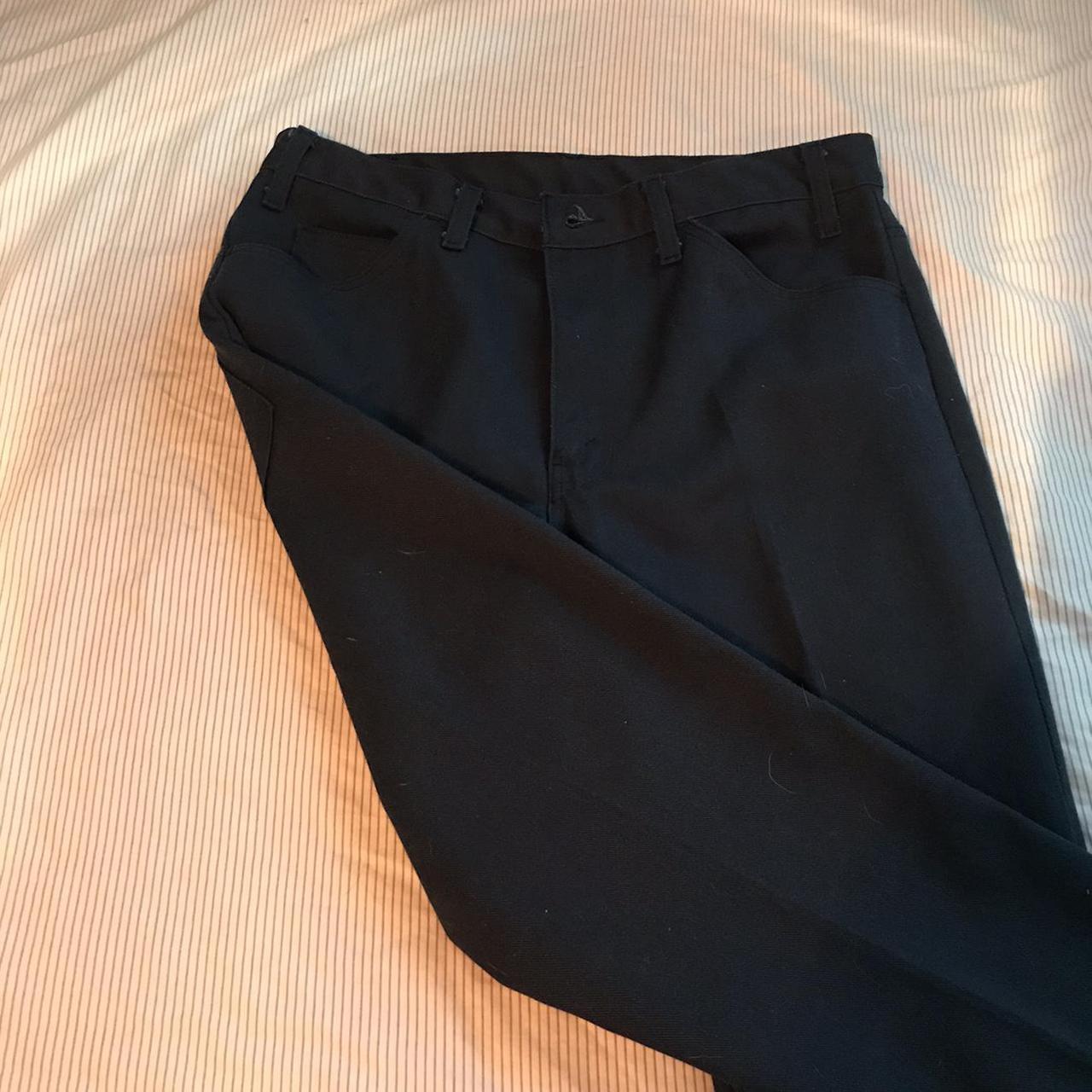 VINTAGE NAVY PANTS 70s straight leg casual navy... Depop