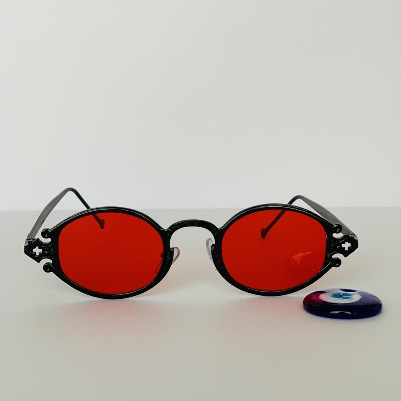 Heavy Duty Sunglasses One Of A Kind Black Frame Red Depop 