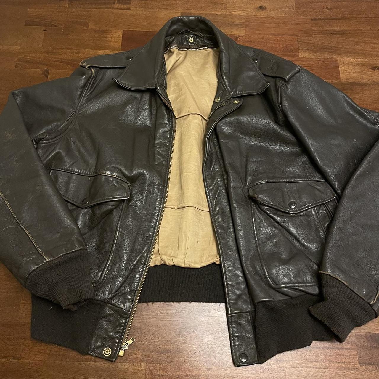 brown leather flight jacket vintage