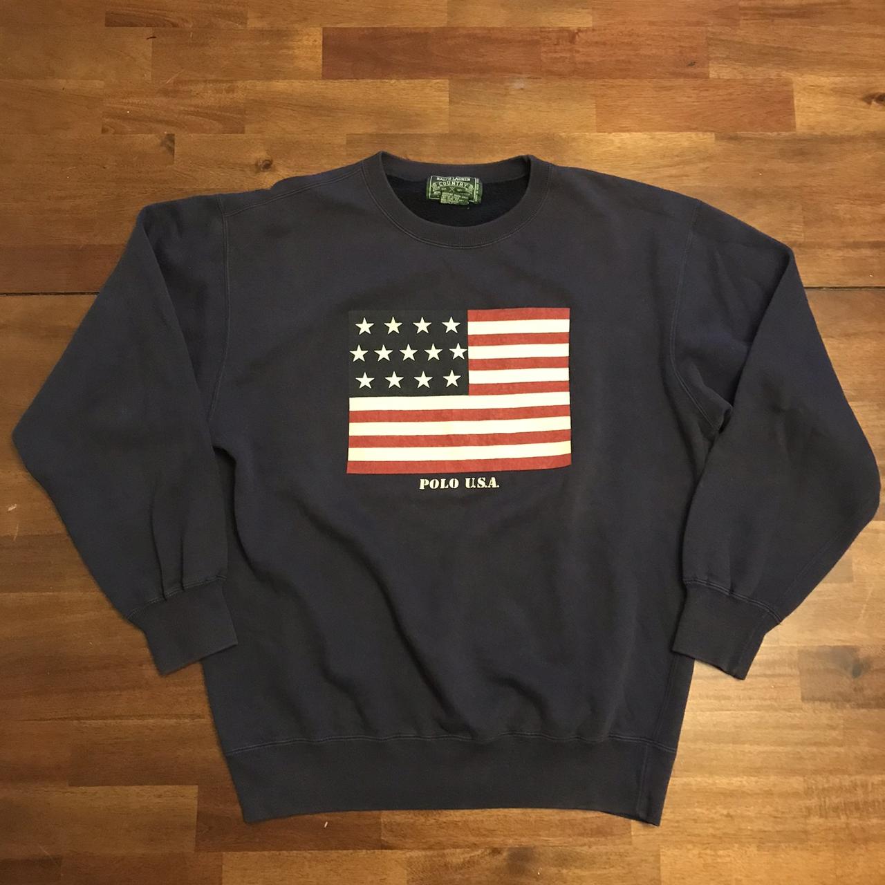 VTG Ralph Lauren Polo Country Flag Sweatshirt, size... - Depop