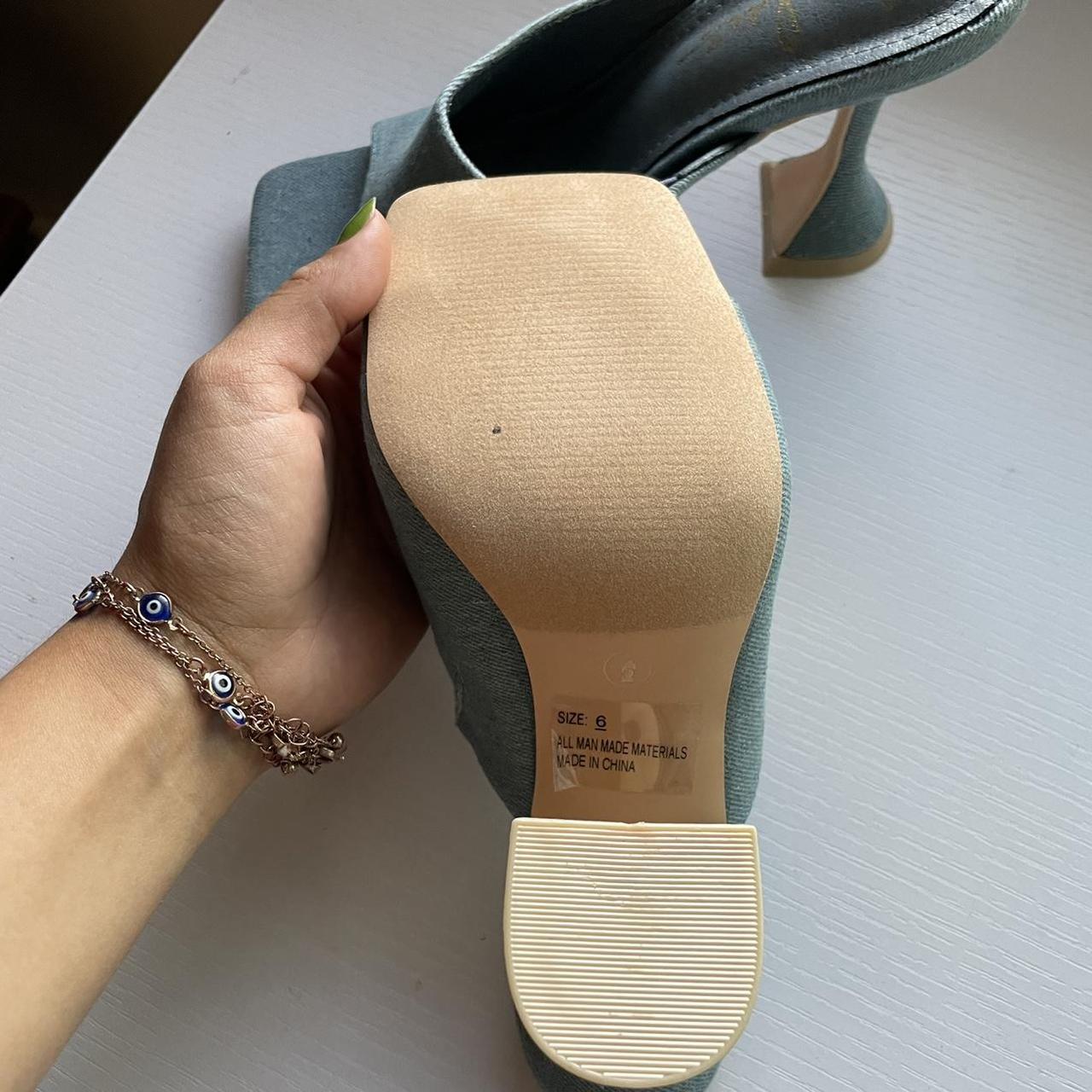 Louis Vuitton denim kitten heels! Super cute, worn - Depop