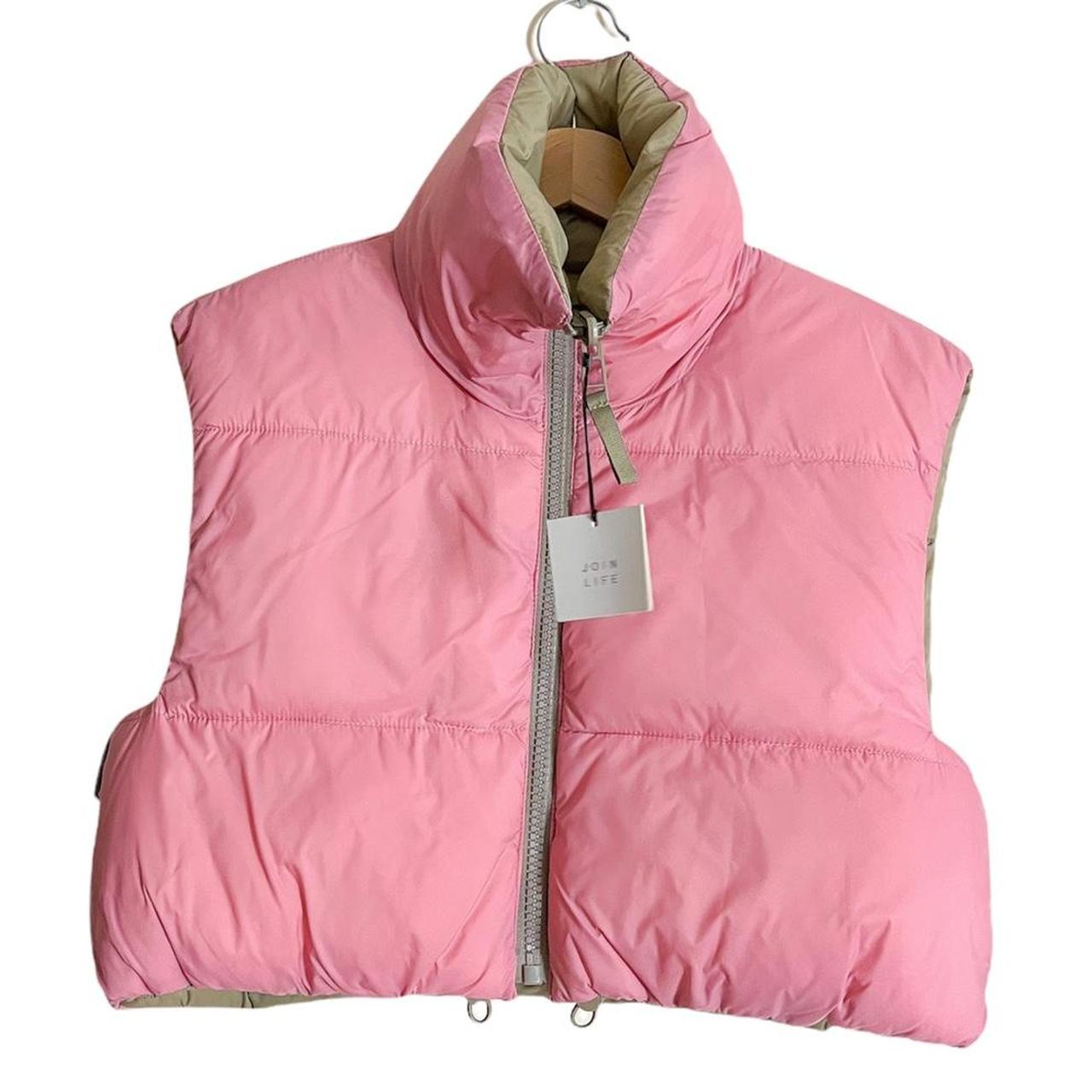 zara reversible gilet pink and beige