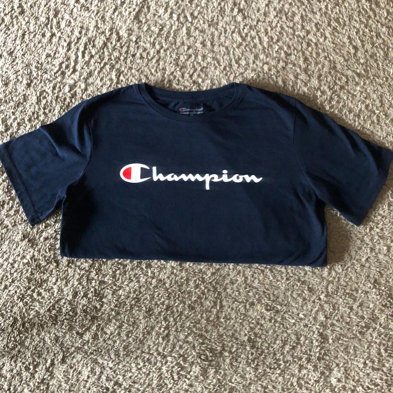 dark blue champion shirt