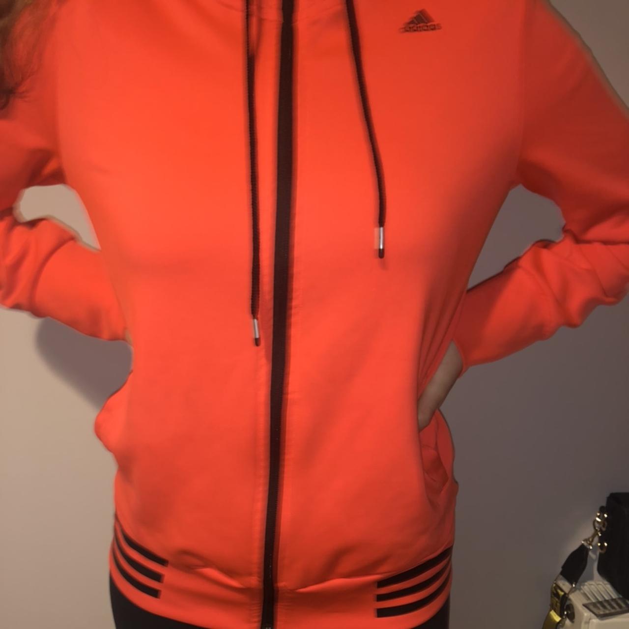 Wanneer Nacht Ongrijpbaar Neon orange Adidas zip hoodie Very nice stretchy... - Depop