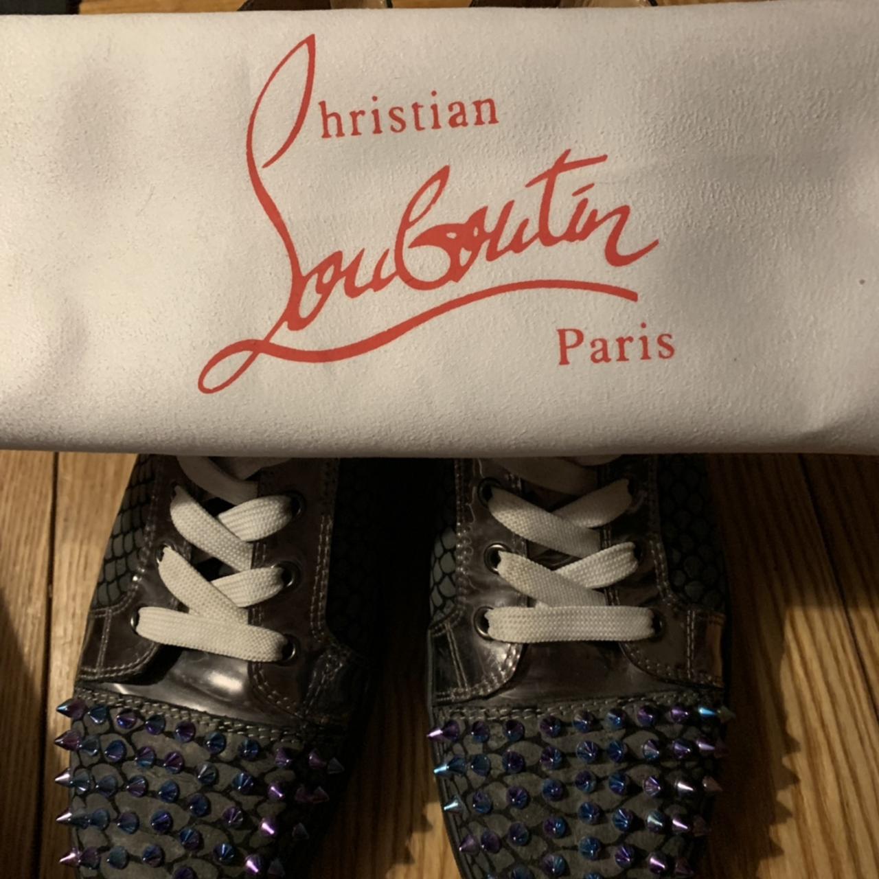 Christian Louboutin Trainers in Grey Size 9 -... - Depop