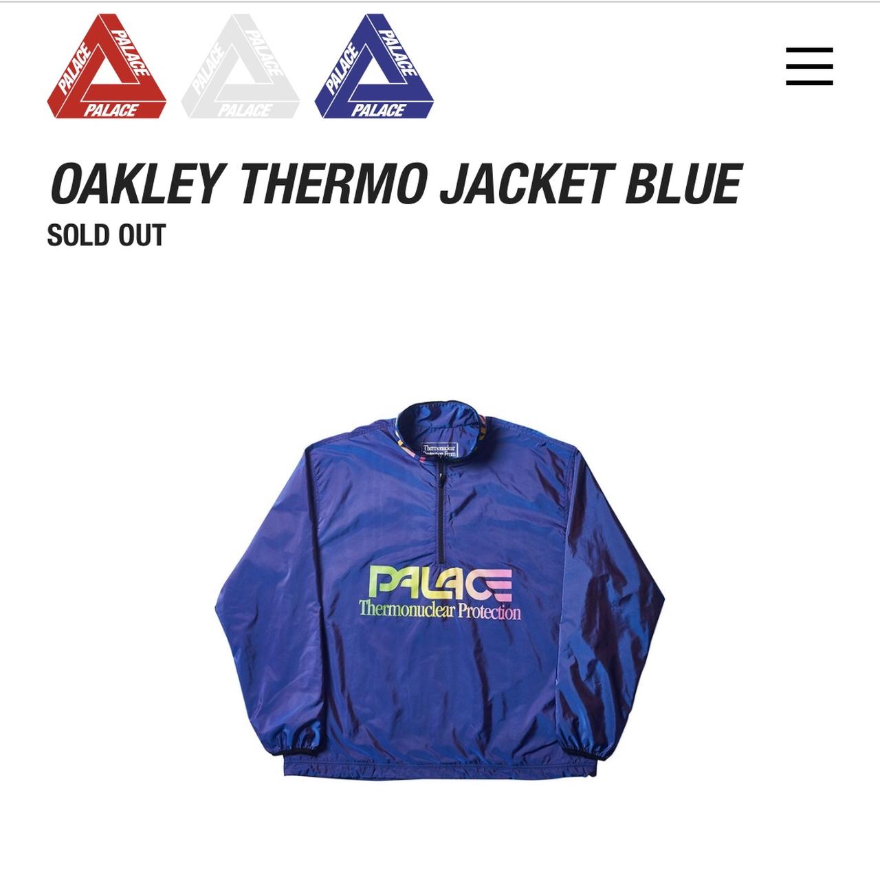 Amfibiekøretøjer sikkerhed symmetri Palace Oakley Thermo Jacket Blue Large Retro Vibes 🔥... - Depop