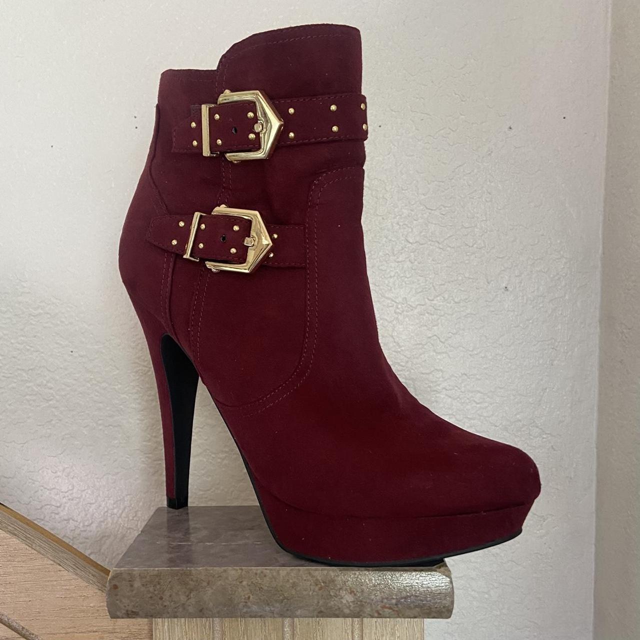 guess burgundy booties