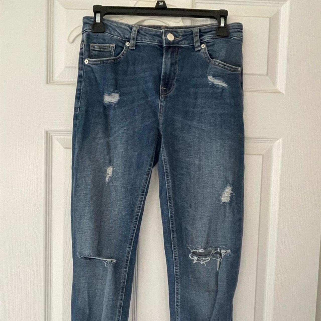 h&m distressed denim jeans, ankle length - Depop