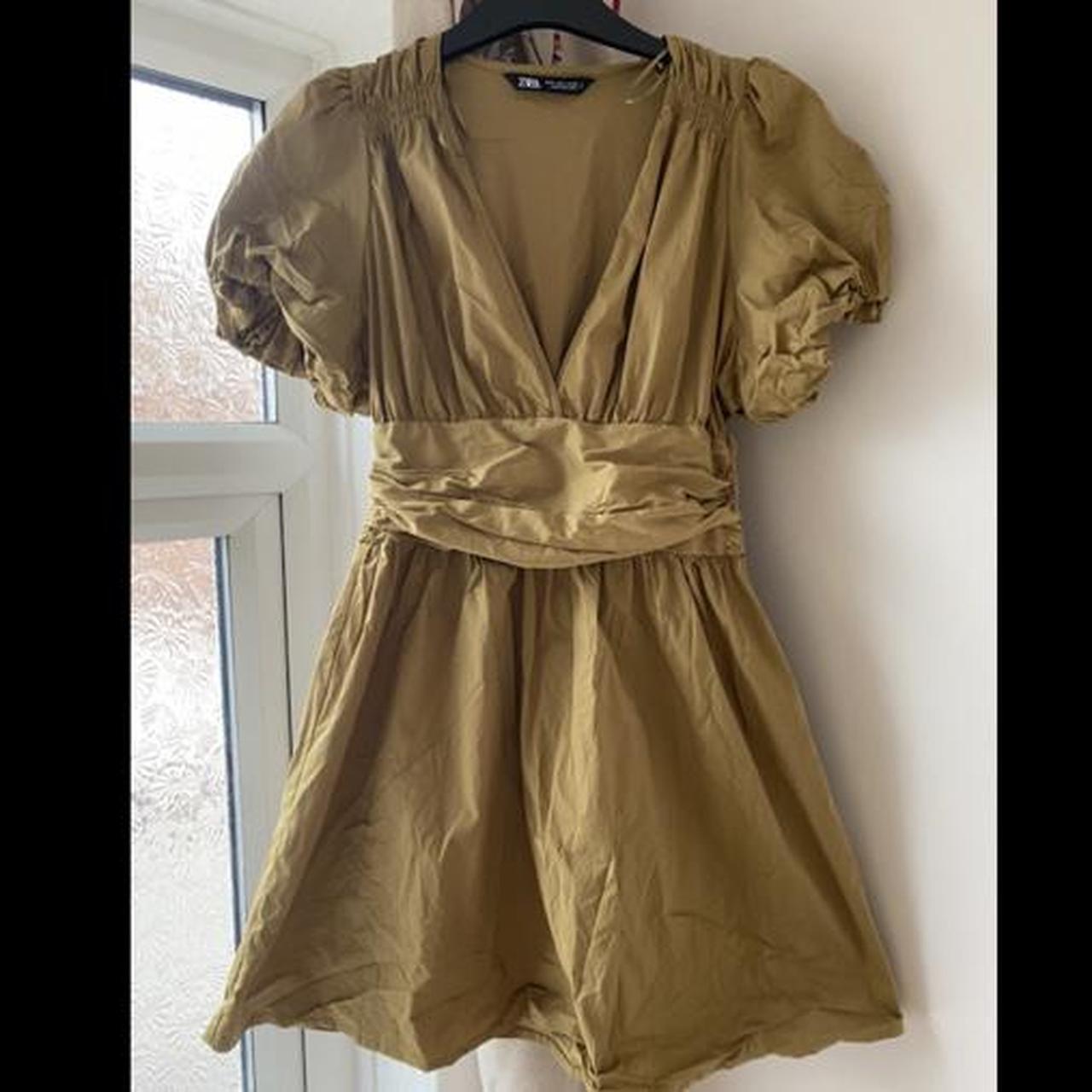 Olive Green Zara Poplin Dress Size S Beautiful For Depop