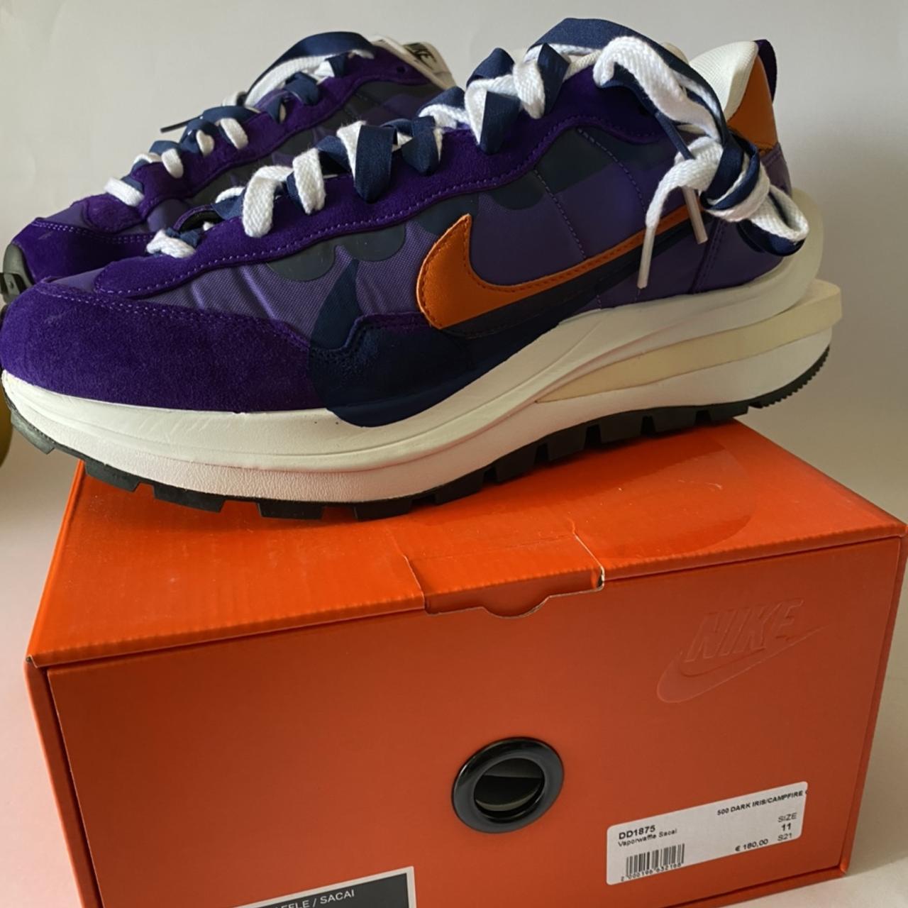 NIKE SACAI VAPORWAFFLE DARK IRIS SIZE... - Depop