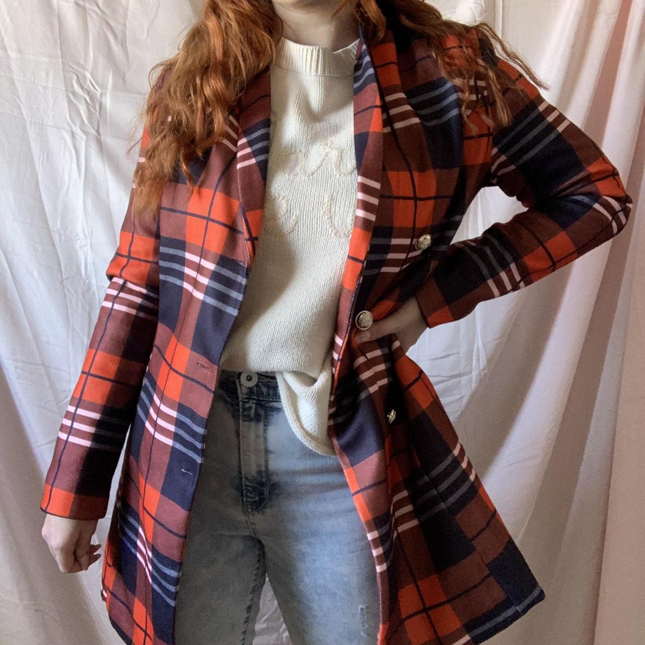 Orange on sale plaid coat