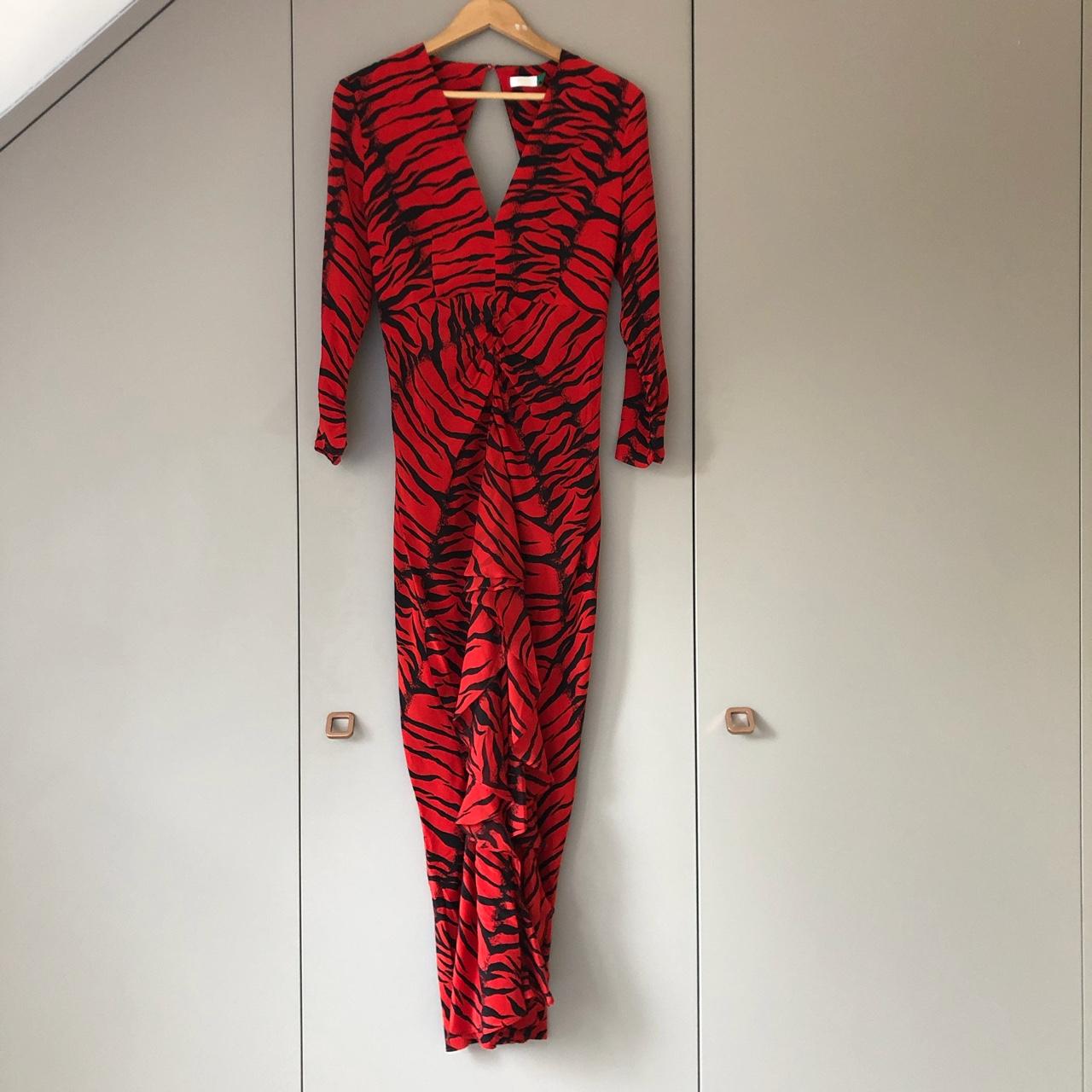 Brand new unworn Rixo red animal print dress. Long... Depop
