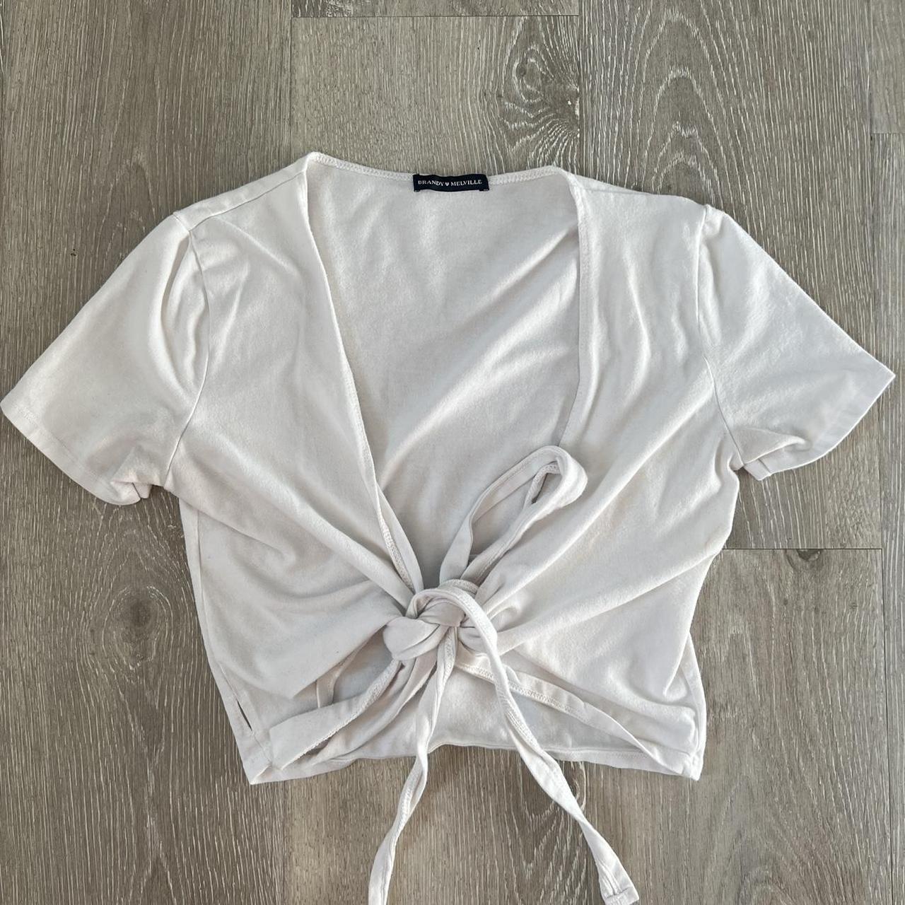 brandy melville rae white wrap tie top 🤍 super... Depop