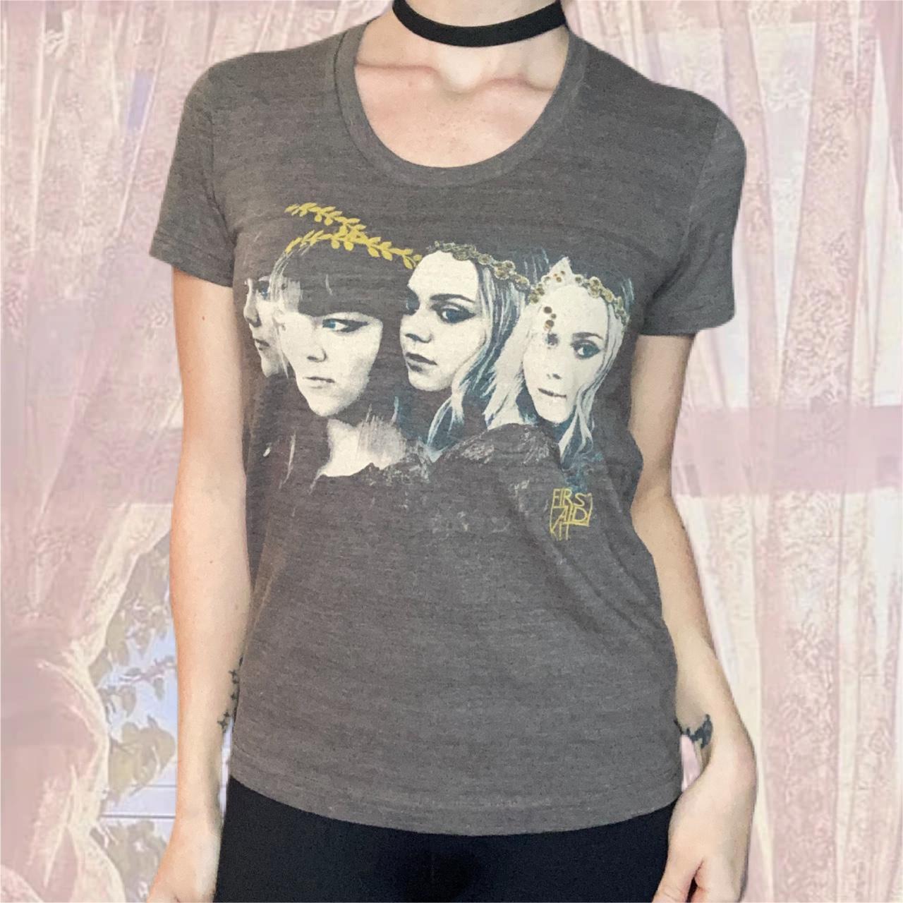 First Aid Kit band tee. Light brownish gray with a... Depop