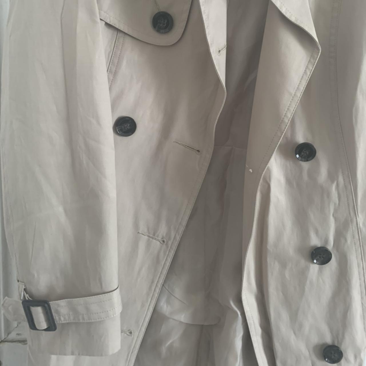 Stone Trench Coat with buttons and belt. Never... - Depop