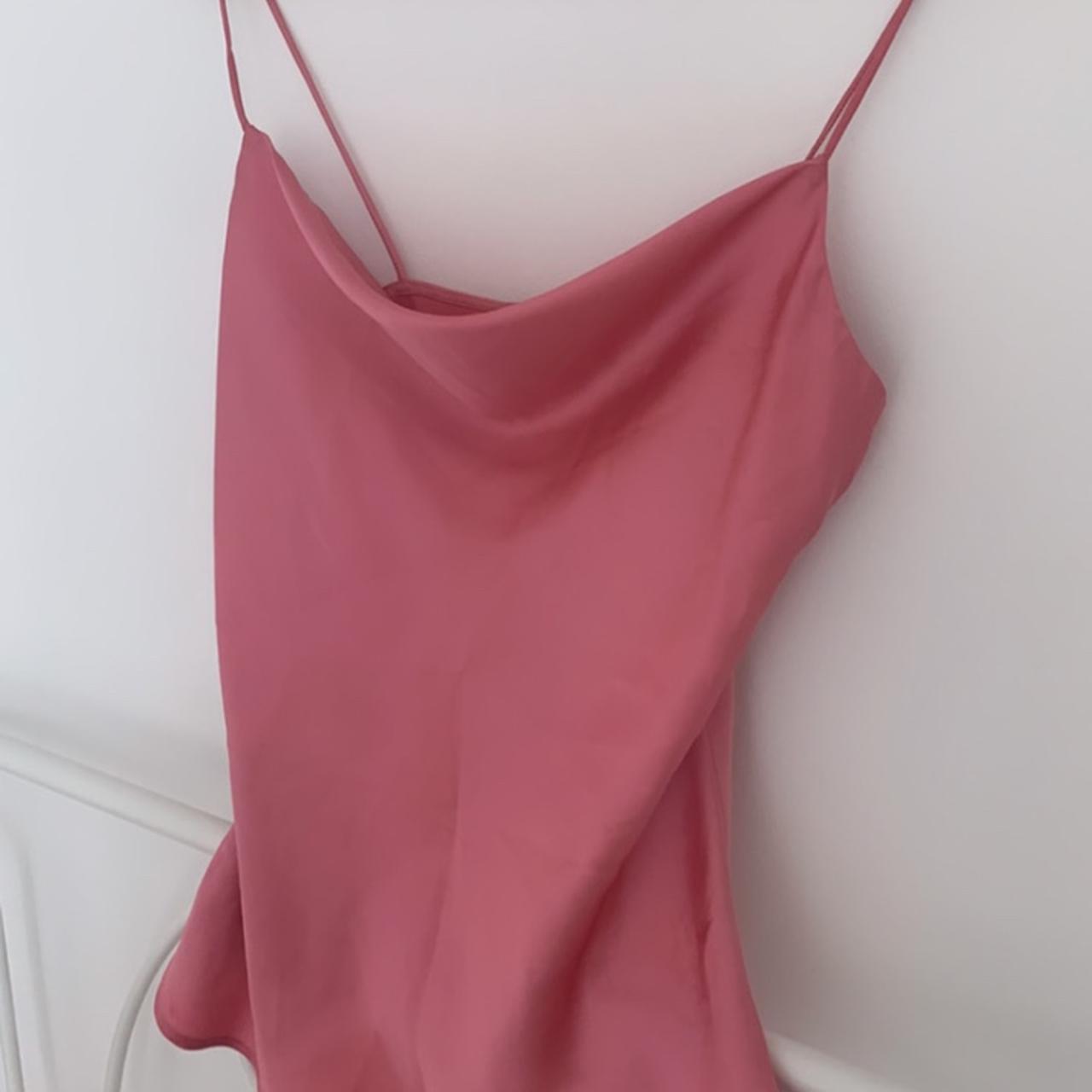 Zara Pink Satin Cowl Neck Cami Top Never Depop