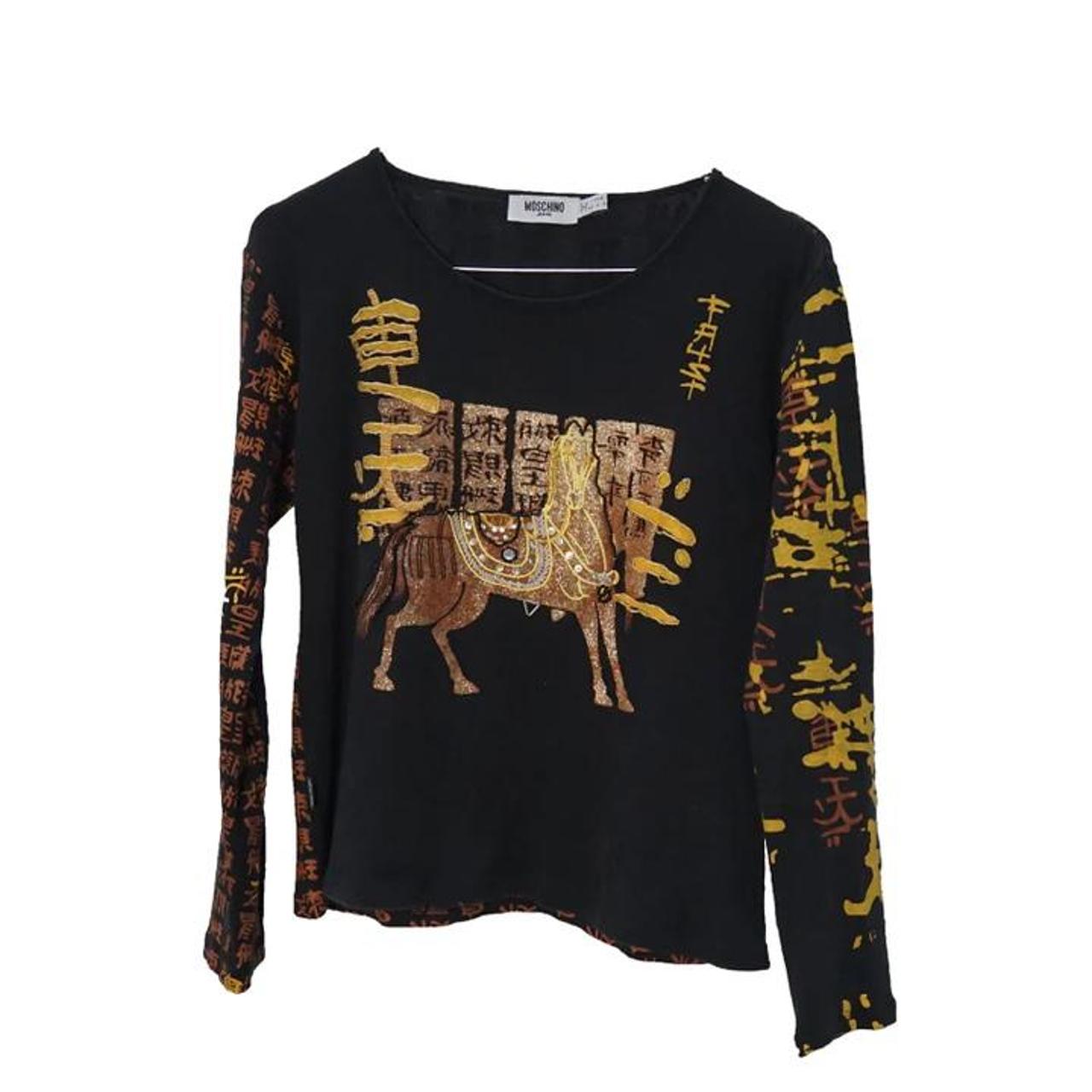 Moschino horse embroidered long sleeve t shirt