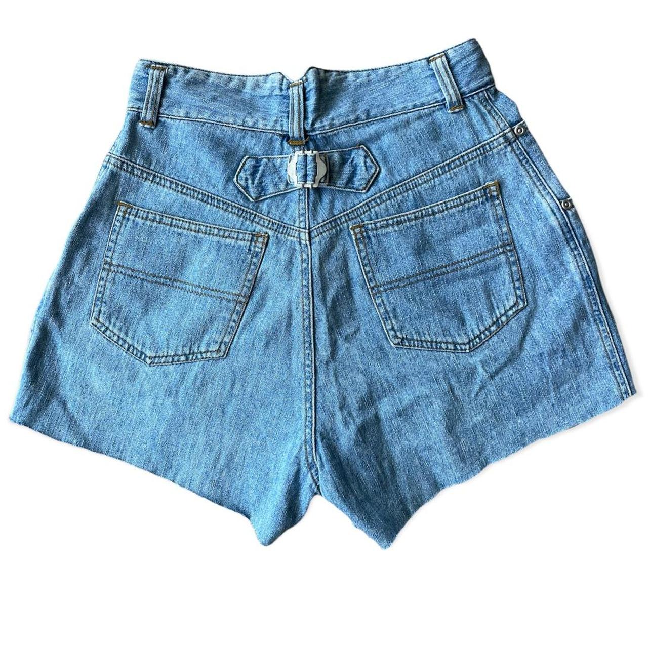 Vintage High Waist Light Blue Jean Denim Shorts with... - Depop