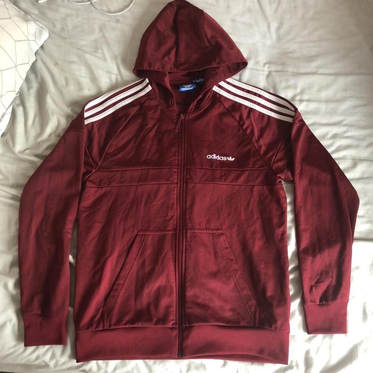 Adidas originals track top. Size s/m. Burgundy/dark... - Depop