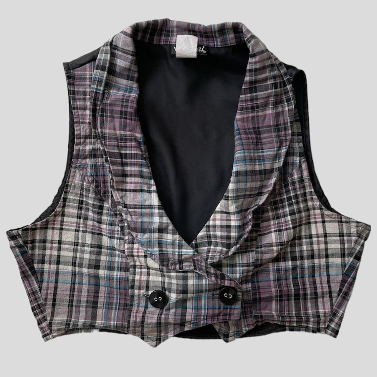 Y2K plaid layering vest waistcoat by wet seal... Depop