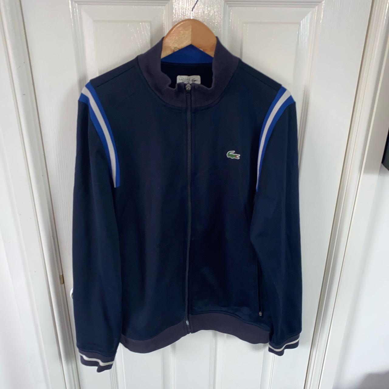 Vintage Lacoste sport track jacket Navy/ blue/... - Depop