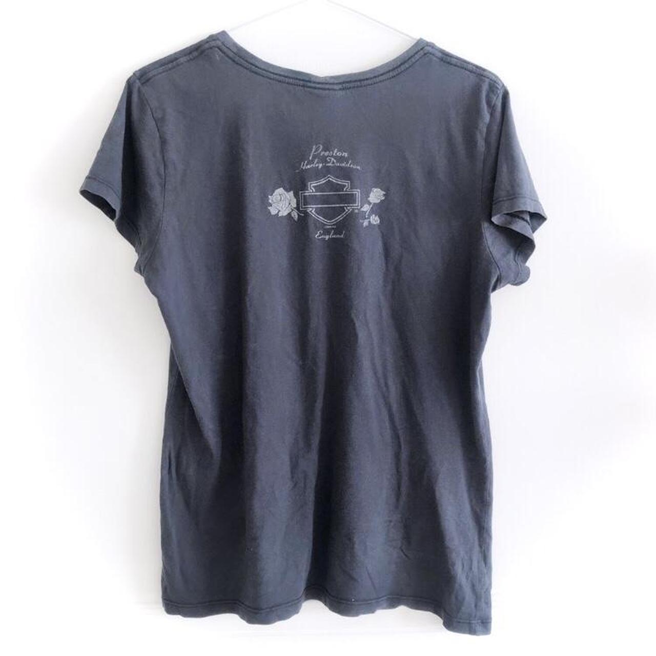 Navy/ grey Harley Davidson Angel wings T-shirt... - Depop