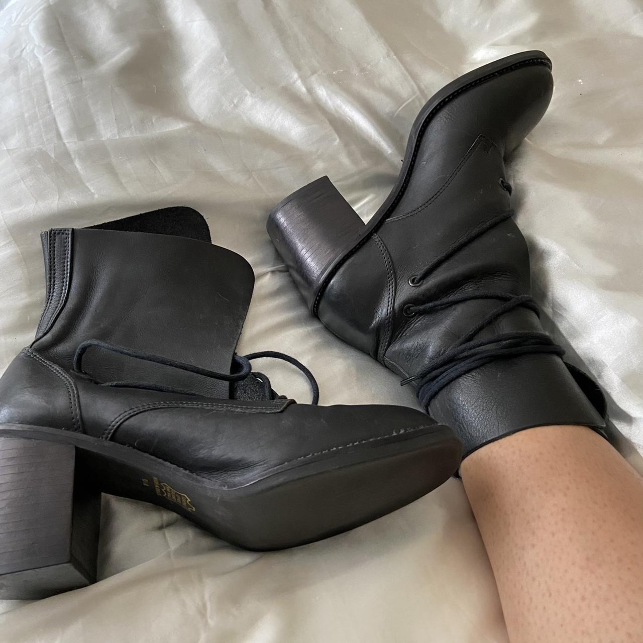 Vintage black leather lace wrap boots * Great... - Depop