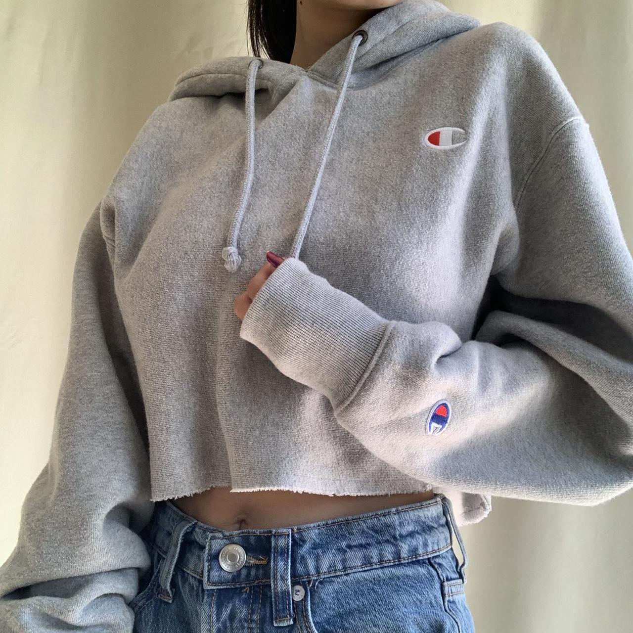 champion gray cropped hoodie