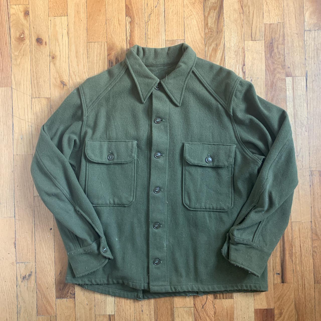 Vintage Military Jacket Olive Drab Wool Fits a... - Depop