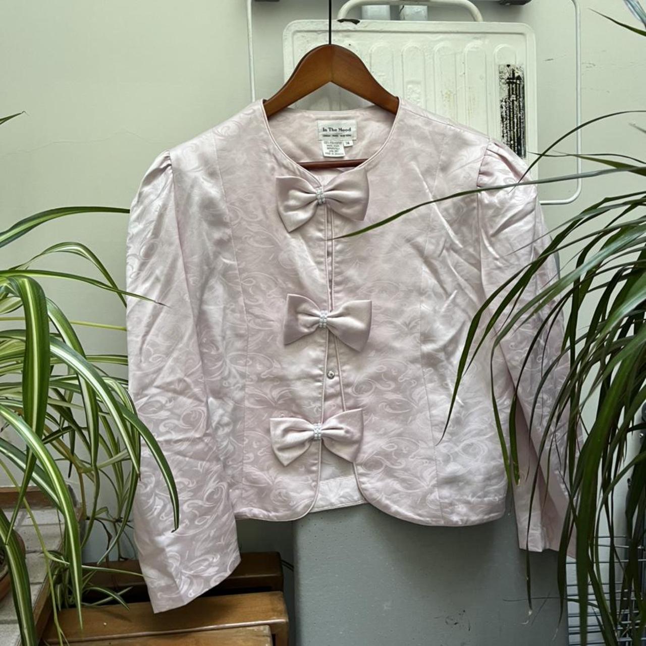 Pink jacket with bows size 14 Depop