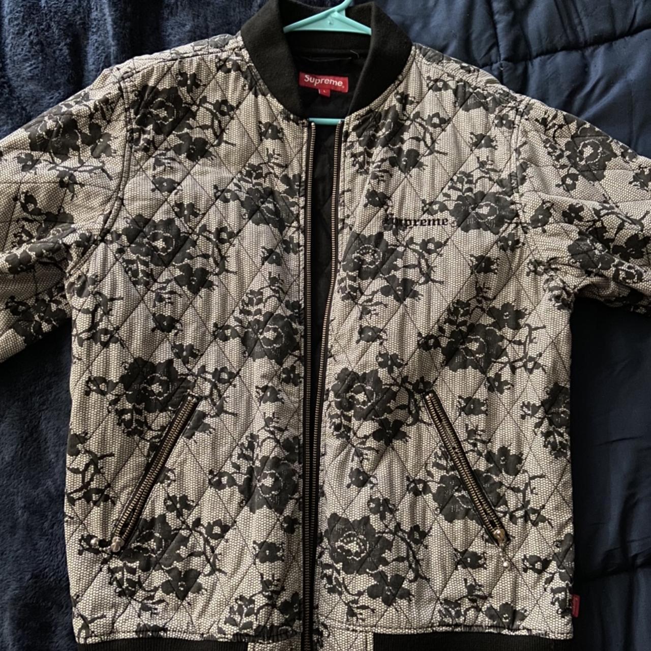 Supreme Quilted Lace Floral Bomber Jacket. Worn a...