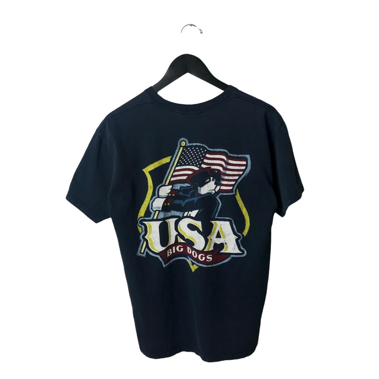 VINTAGE Big Dogs T Shirt Graphic Tee Flag USA 2... Depop