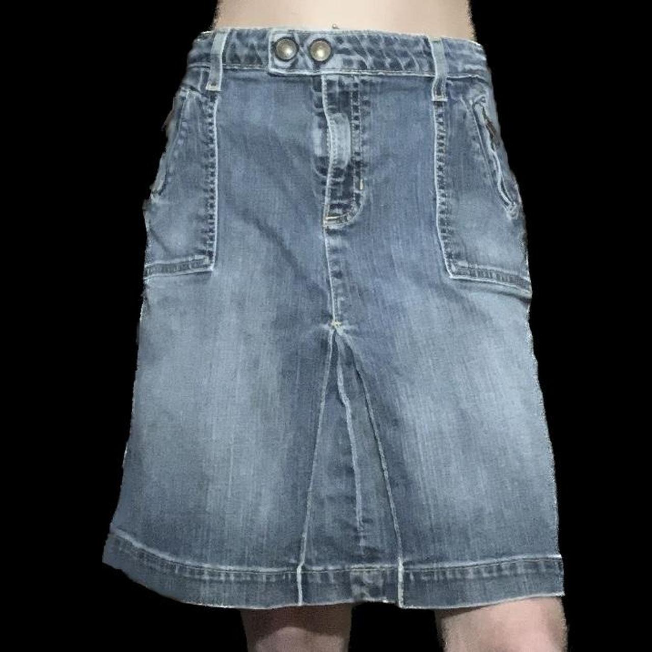 vintage 2000s GAP denim jean bottom pleat skirt! it... - Depop
