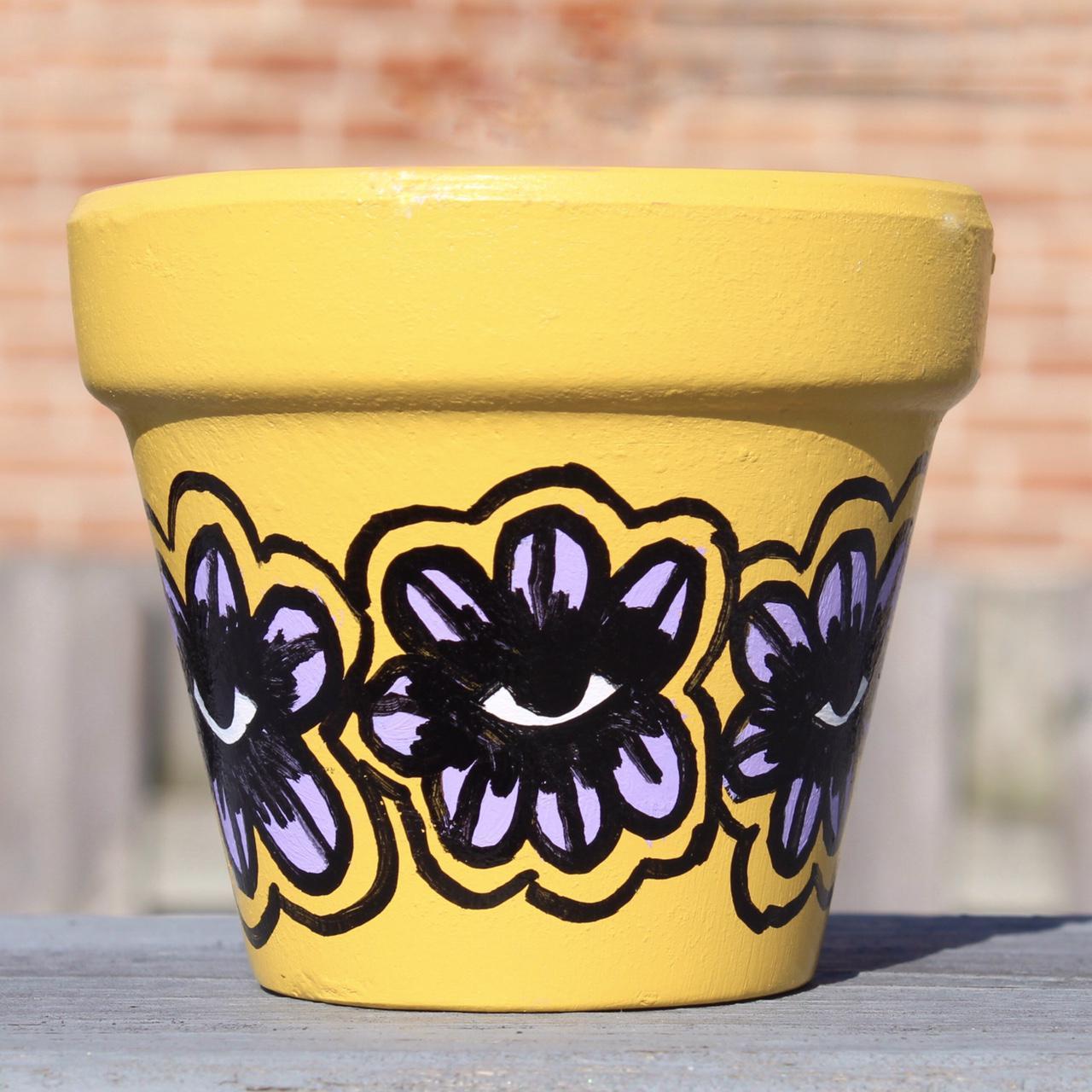 🥀 Flower eyes pattern painted pot 🥀 •Painted by... - Depop