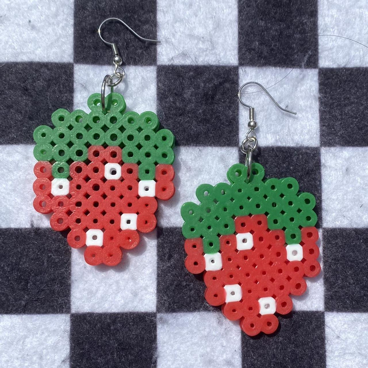 🥀 Strawberry perler bead earrings 🥀 •Handmade by... - Depop