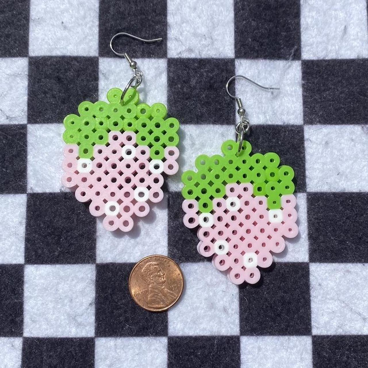 🥀 Strawberry perler bead earrings 🥀 •Handmade by... - Depop