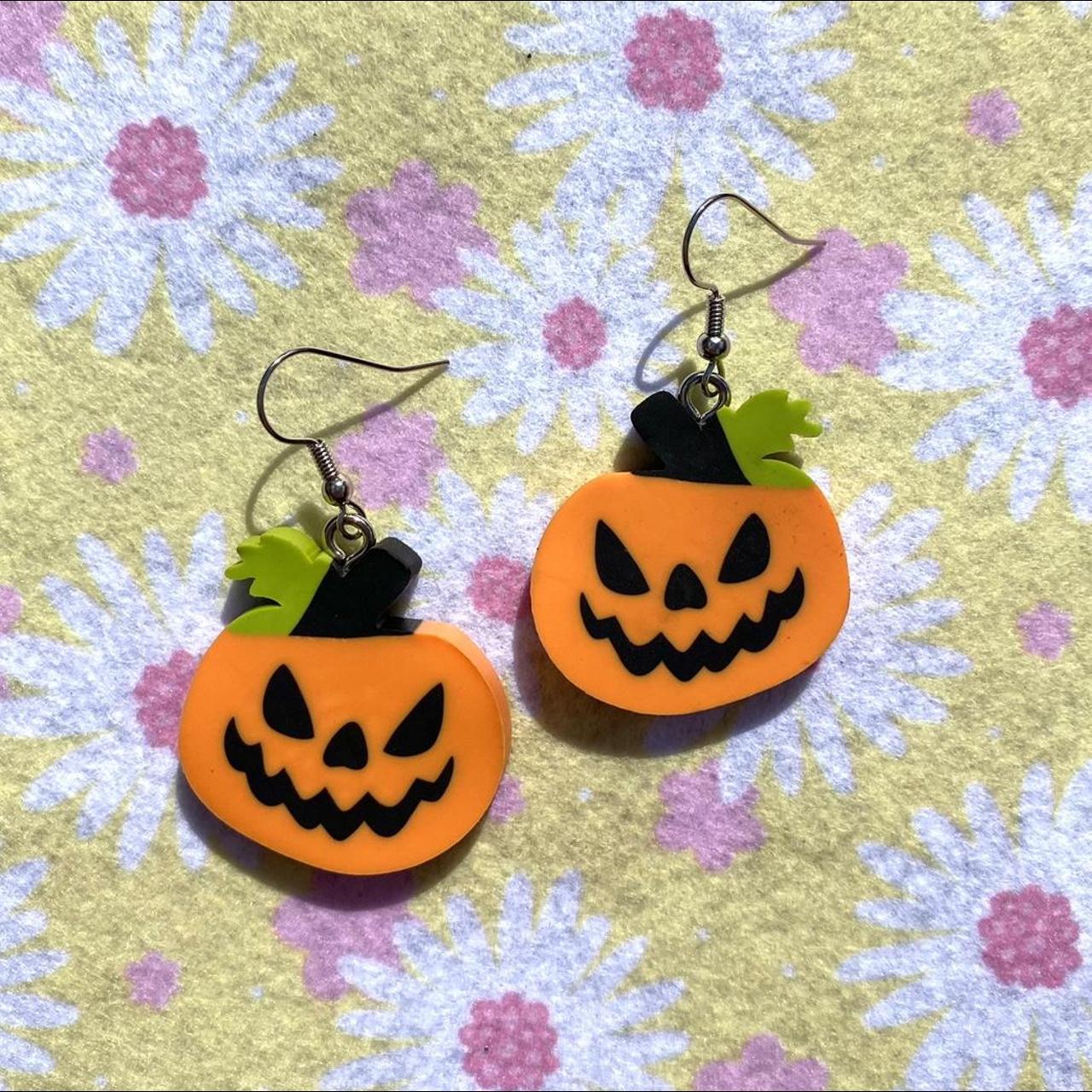 🥀 Pumpkin earrings 🥀 •Handmade by me •Shipping is... - Depop