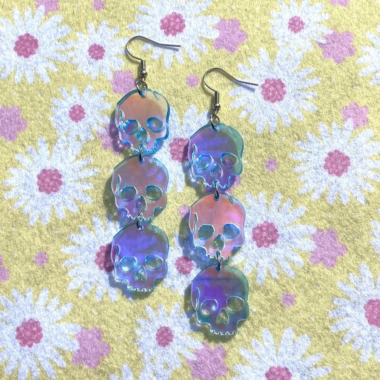 🥀 Skull acrylic earrings 🥀 •Handmade by me •Color... - Depop