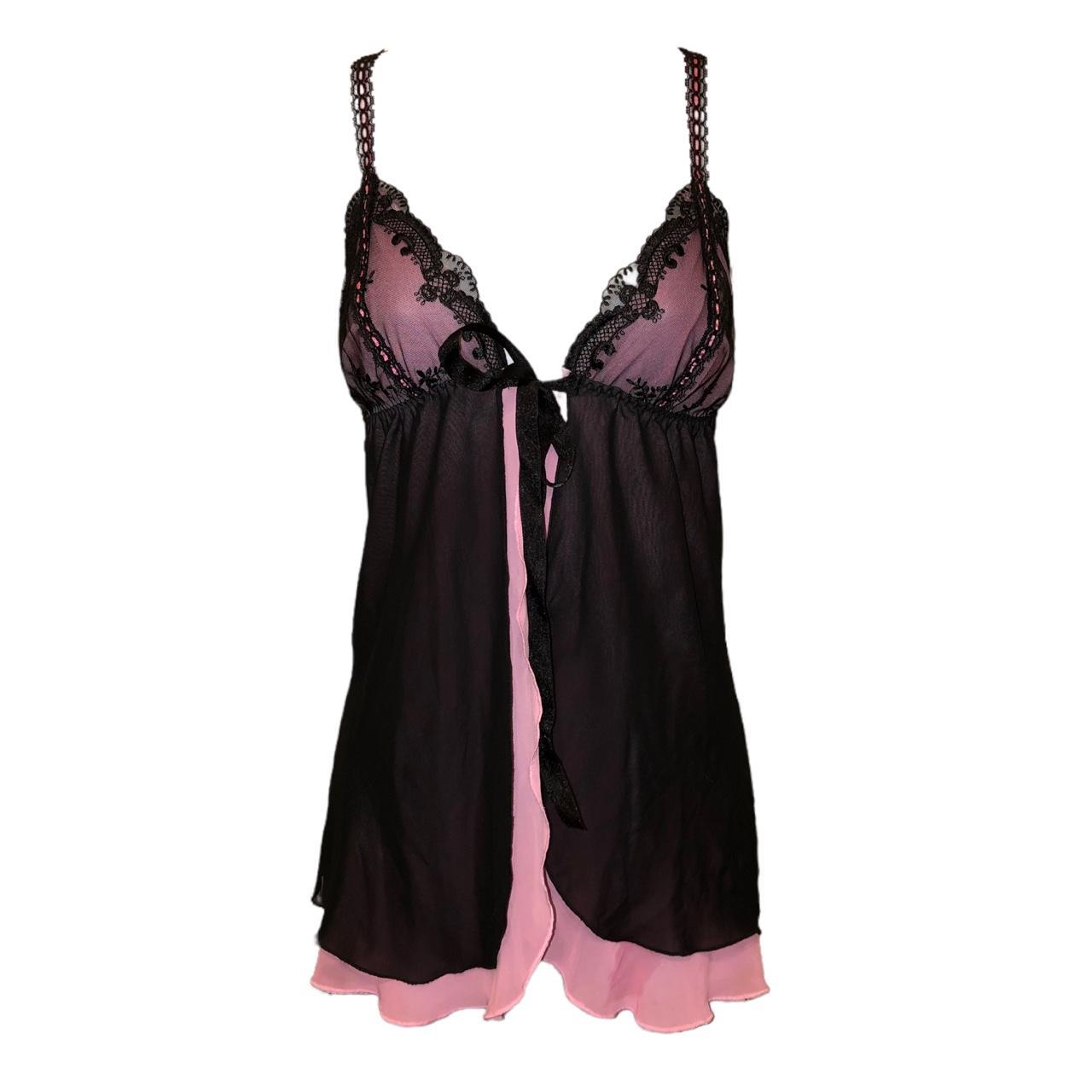 vintage sheer black flowy babydoll cami lingerie... - Depop