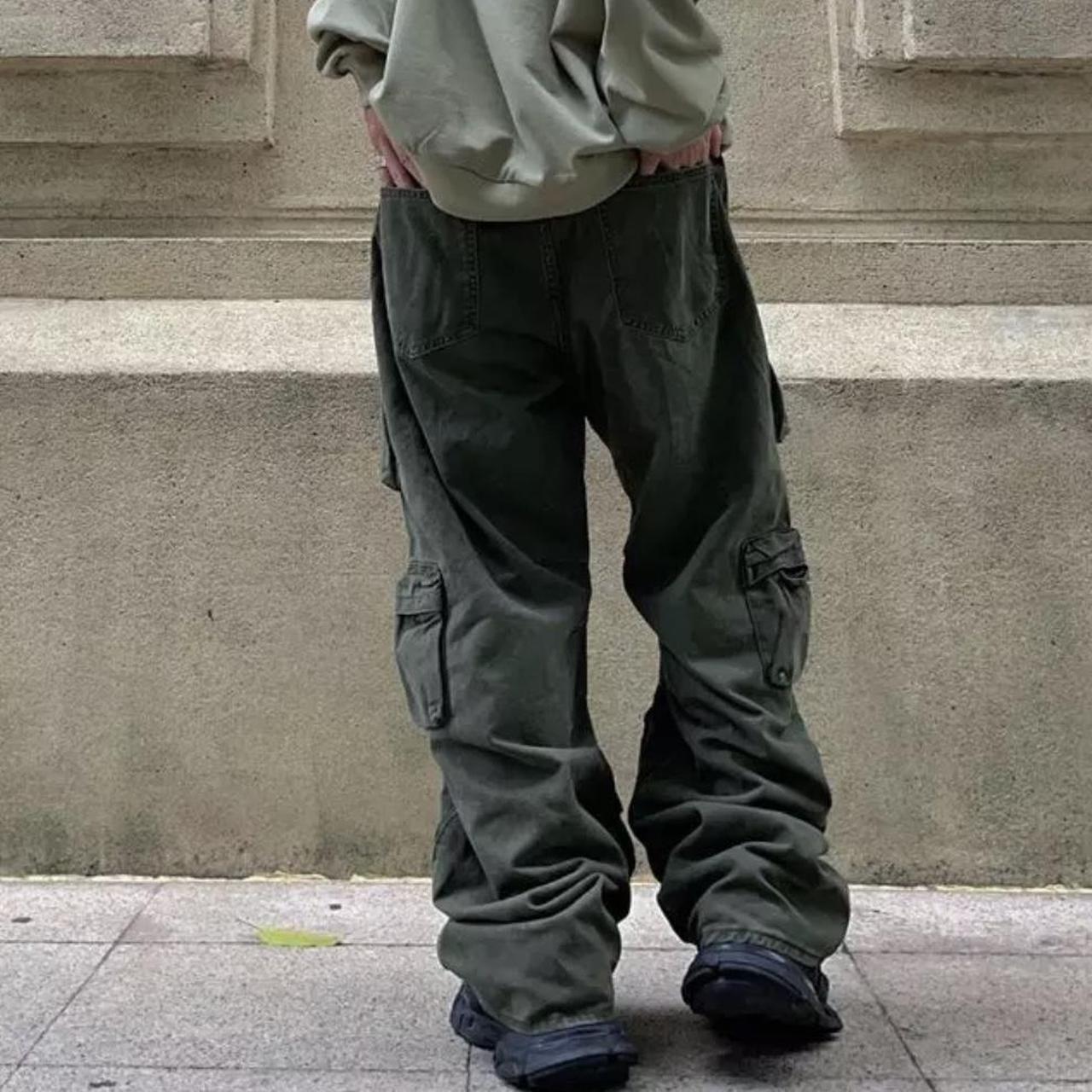 Multi-Pocket Metal Snap Baggy Military Cargo Pants... - Depop