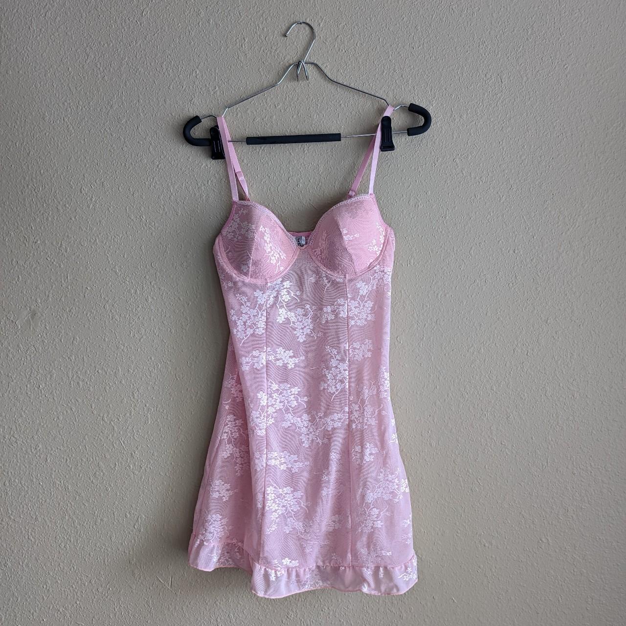 Babydoll pink night slip lace lingerie - Depop