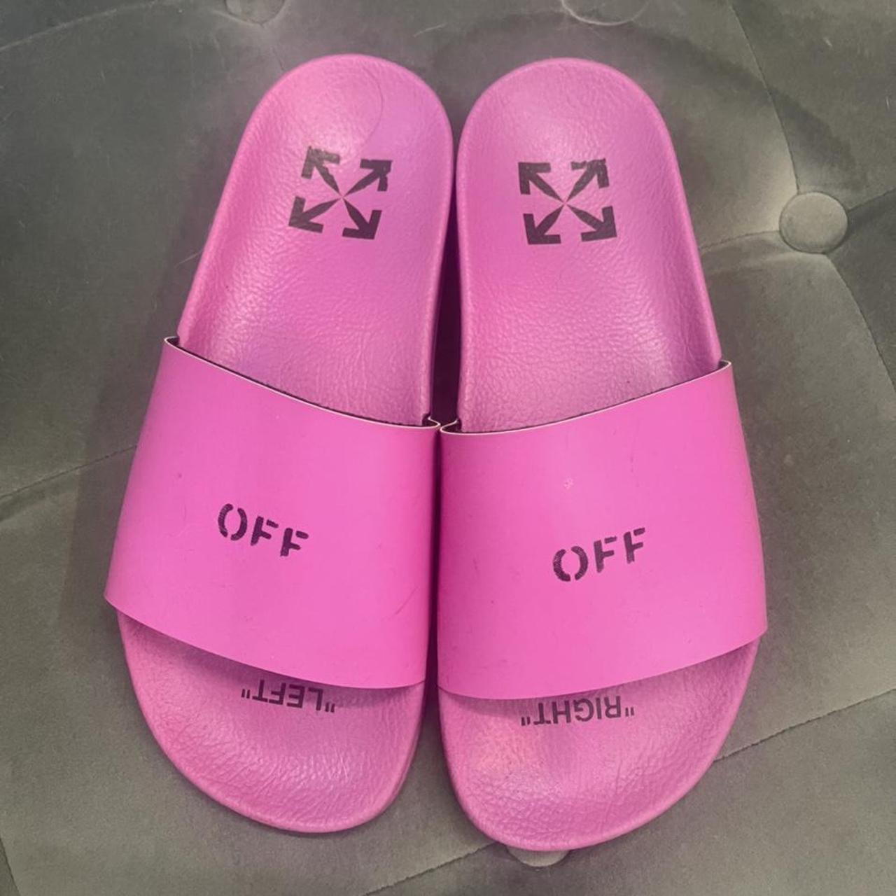 Off White Hot Pink Sliders #offwhite #sliders... - Depop