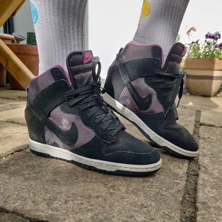 Nike Dunk Sky Hi high top wedges black suede Great Depop