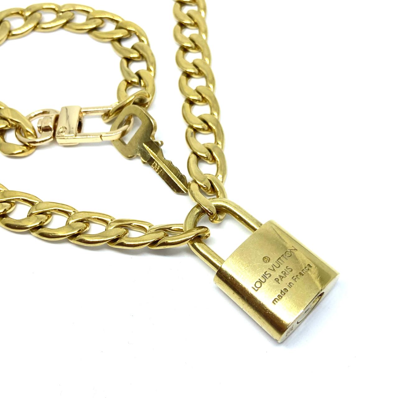 Authentic vintage brass Louis Vuitton lock necklace with custom