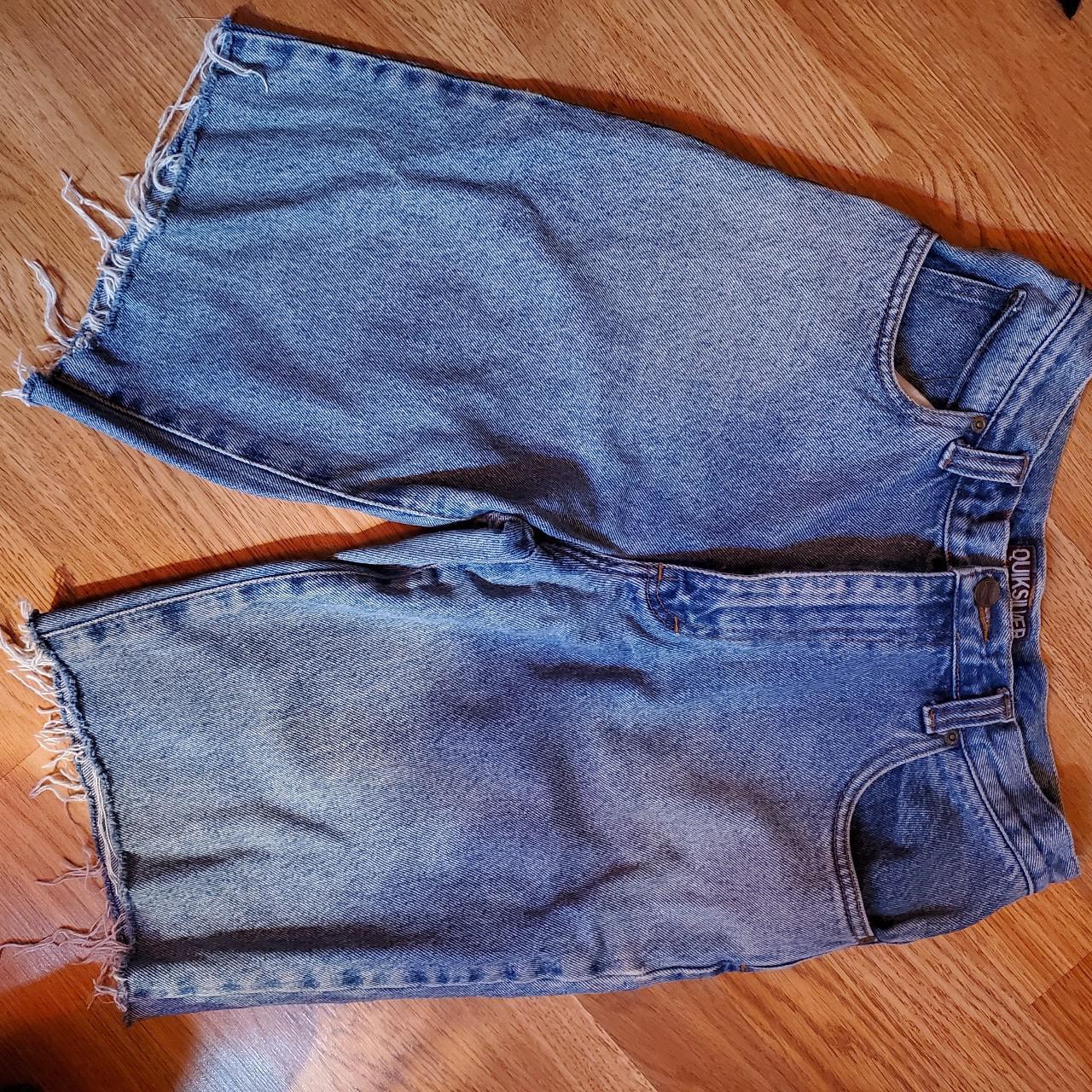 Vintage Quiksilver high waisted bermuda Jean shorts.... Depop