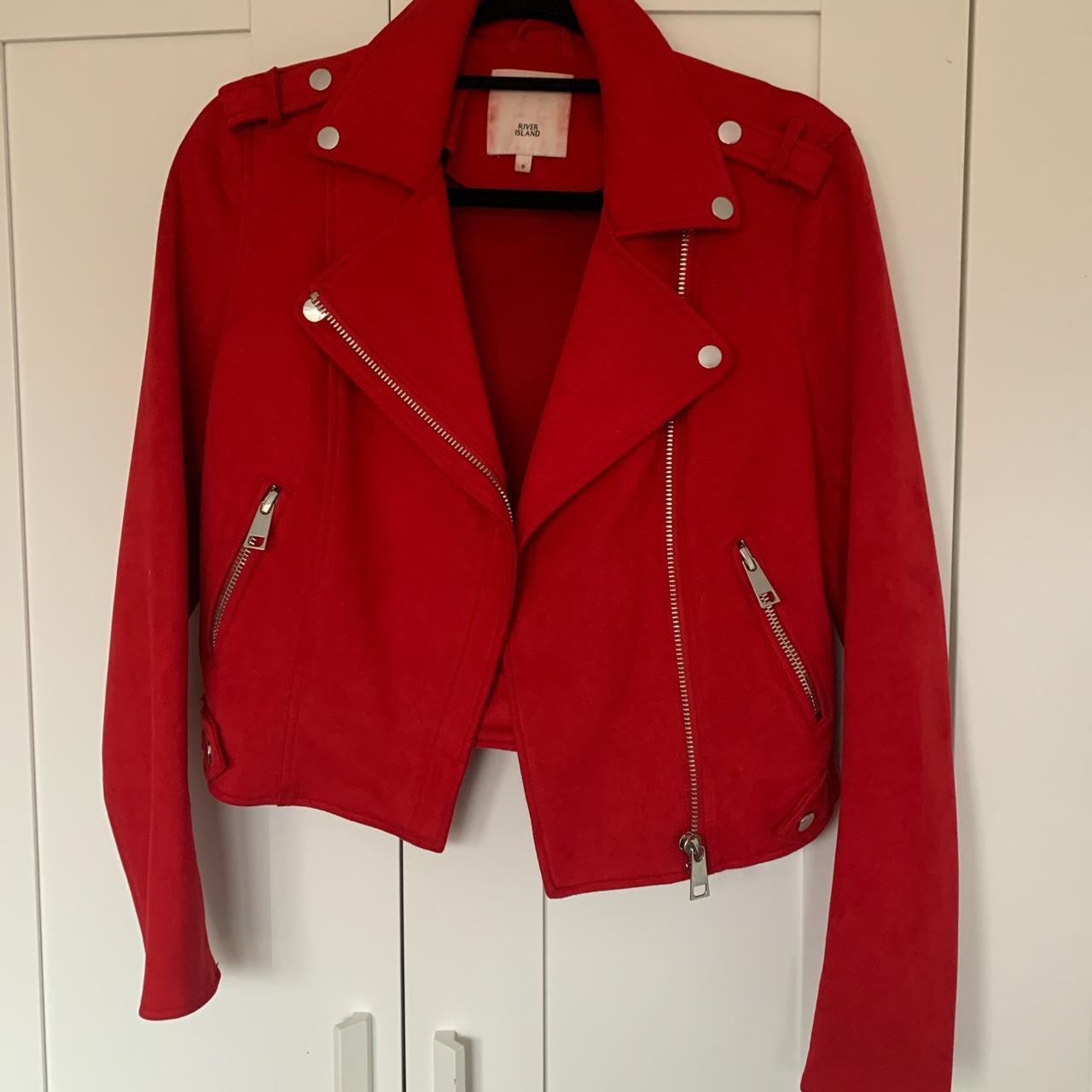 River island red 2025 suede jacket