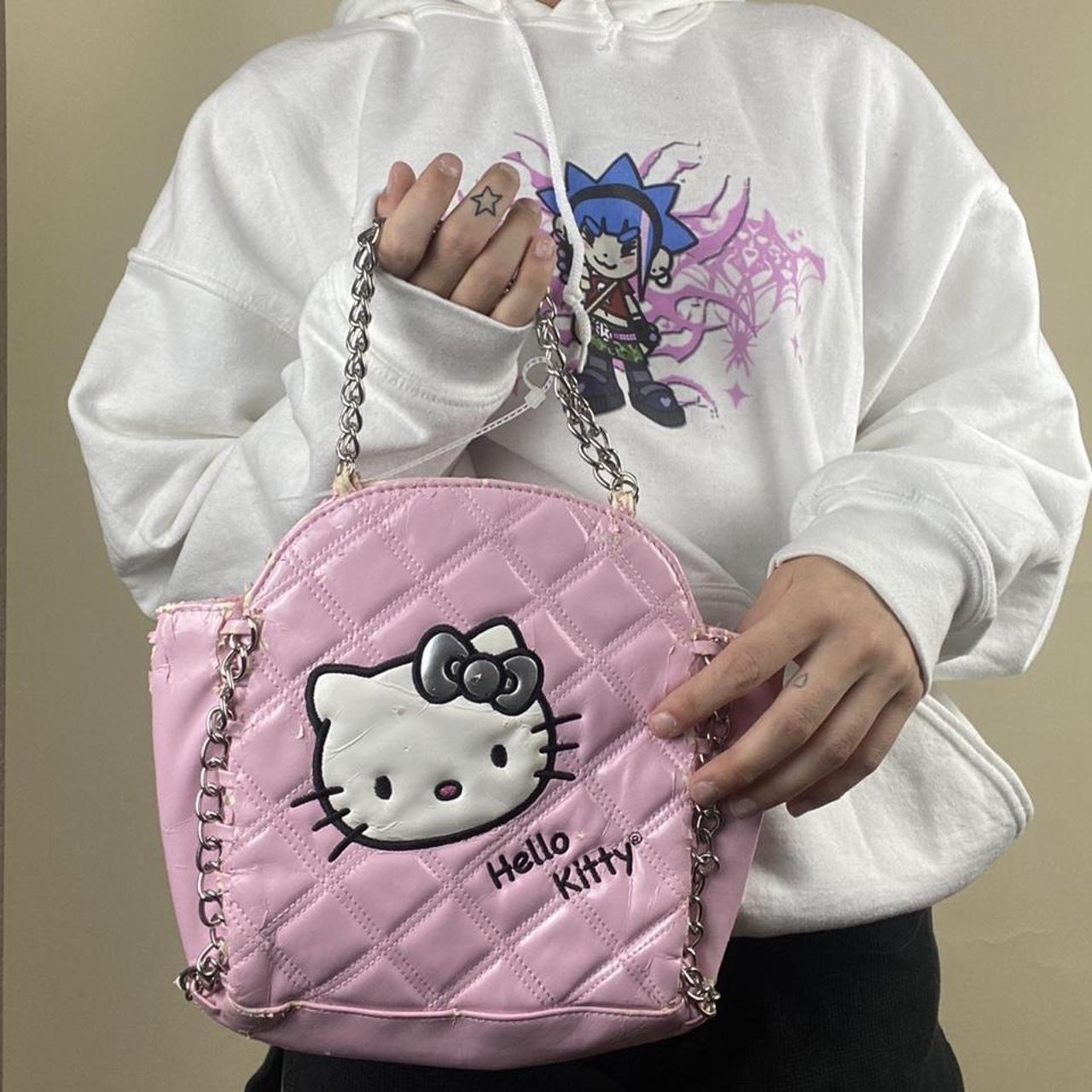 faux pink leather hello kitty Sanrio chained bag.... - Depop